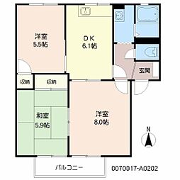 ディアス高野 3DKの間取図画像