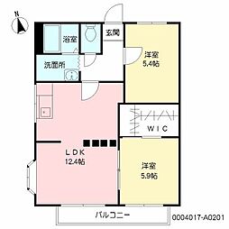 グレイス森A 2LDKの間取図画像