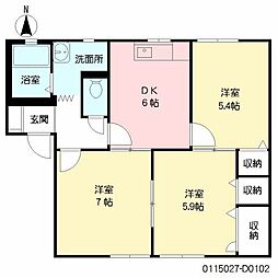 パークサイド久野4 3DKの間取図画像