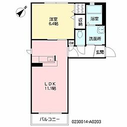 ソレイユ新替 1LDKの間取図画像