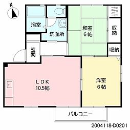セントラルグレイスD 2LDKの間取図画像