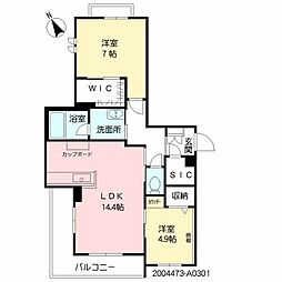 シャーメゾンエストママ 2LDKの間取図画像