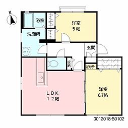 ディアス恒久B 2LDKの間取図画像