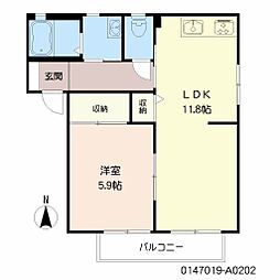 Tスクエア湊 1LDKの間取図画像