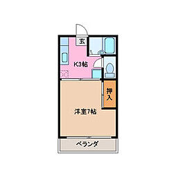アクティブシティC棟 1Kの間取図画像