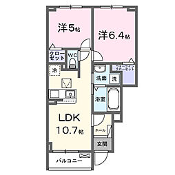 カーサ・ブラン・ニューディ 2LDKの間取図画像