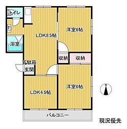SUNVILLAGEシュウA棟 3DKの間取図画像