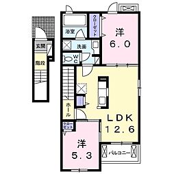 サンリットハウス桜井台 2LDKの間取図画像