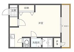 AP袖師 ワンルームの間取図画像