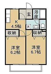 シマレジデンス7 2Kの間取図画像