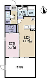 aruROOM高林 1LDKの間取図画像