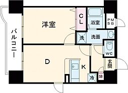 PARCIO三宮フラワーロード 1DKの間取図画像