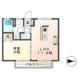 RENOMAISON四日市A 1LDKの間取図画像