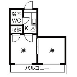 レジデンスカープ厚木 2Kの間取図画像