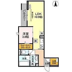 D-Gran 江木町 1LDKの間取図画像