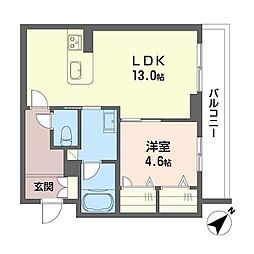 鹿児島市東谷山2丁目アパート 1LDKの間取図画像