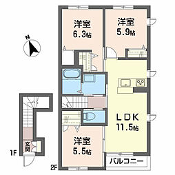 グランドガーデンB 3LDKの間取図画像