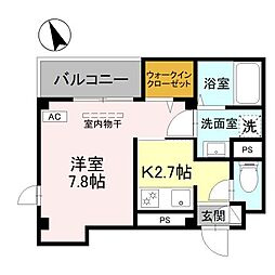 富士見市鶴瀬東1丁目マンション 1Kの間取図画像