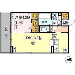 トリシアMKI 1LDKの間取図画像