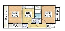 パラシオ福間 2Kの間取図画像