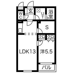 メリディアンなないろの里四番館 1SLDKの間取図画像