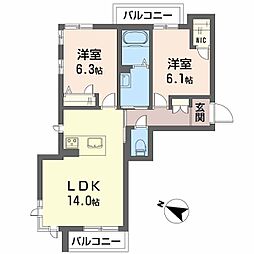 シャーメゾン鈴峯 2LDKの間取図画像