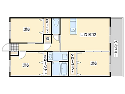 リシェス楠橋 3LDKの間取図画像