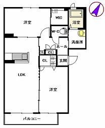 シャーメゾン朽網駅前 2LDKの間取図画像