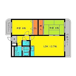 ベルハウス春日 2LDKの間取図画像
