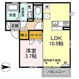 コンフォネスト桜 1LDKの間取図画像