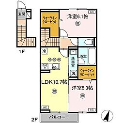 レーベンハイム 2LDKの間取図画像
