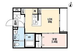 ノワール与野本町(ノワールヨノホンマチ) 1LDKの間取図画像