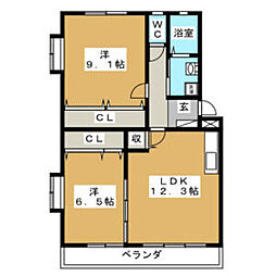 ミノワージュA 2LDKの間取図画像