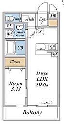 リブリ・台 1LDKの間取図画像