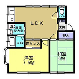ワイケイパレス 2DKの間取図画像