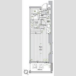 プレミアムキューブ元代々木 ワンルームの間取図画像