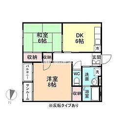 西武レインボープラザA棟 2DKの間取図画像