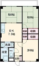 岡西ビル 3DKの間取図画像