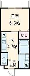 セントポリア泉 1Kの間取図画像