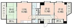 日宝セシール呉服町 3DKの間取図画像