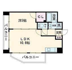 ウエル水前寺公園 1LDKの間取図画像