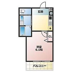 ALEGRIA日根野 1Kの間取図画像