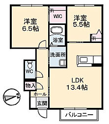 ROSSOCORSA瑞穂3 2LDKの間取図画像
