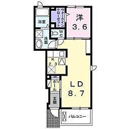 パッシィオーネS 1LDKの間取図画像