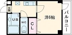セリバテール伊丹 1Kの間取図画像
