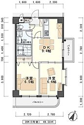 しゃとれ東勝山 2DKの間取図画像