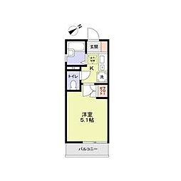 グランフォレスタみずほ台 1Kの間取図画像