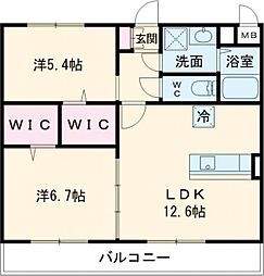 松阪市殿町マンション 2LDKの間取図画像