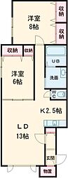 エルモ3 2LDKの間取図画像