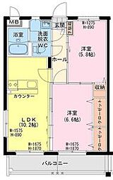 ララ クレイン 2LDKの間取図画像